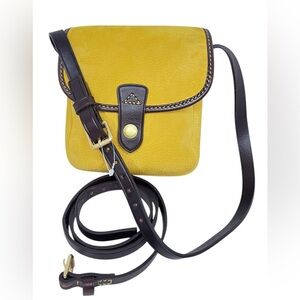 Dooney & Bourke Small Mustard Yellow Nubuck Leather Crossbody Bag